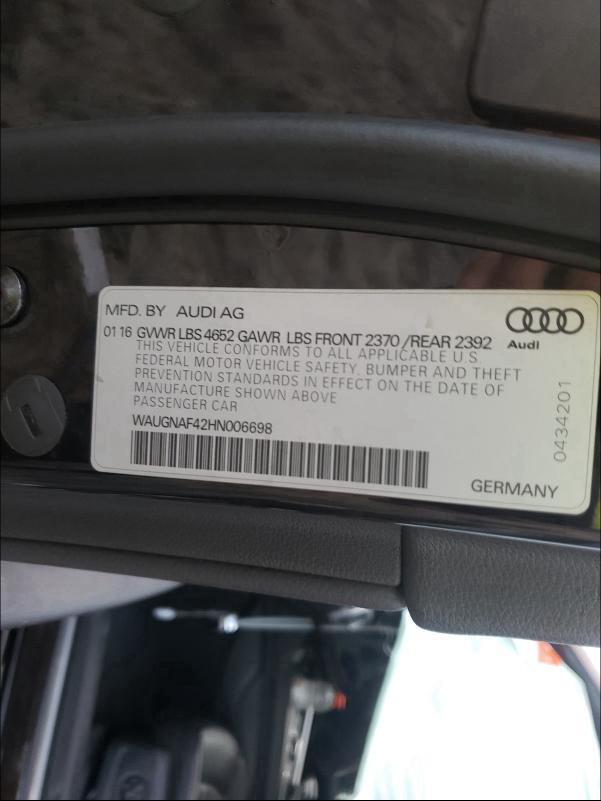 2017 AUDI A4 PREMIUM WAUGNAF42HN006698