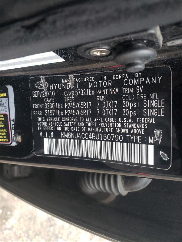 2011 HYUNDAI VERACRUZ G KM8NU4CC4BU150790