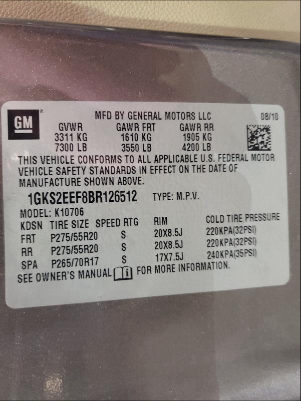 2011 GMC YUKON DENA 1GKS2EEF8BR126512