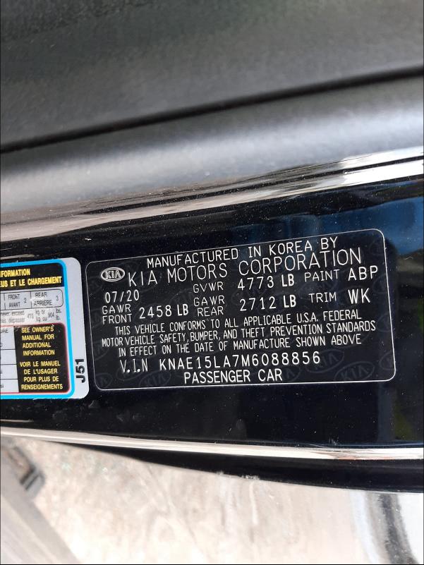 2021 KIA STINGER KNAE15LA7M6088856