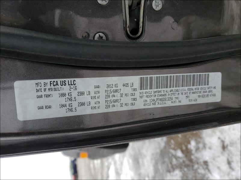 2016 JEEP PATRIOT 1C4NJPFA6GD613254