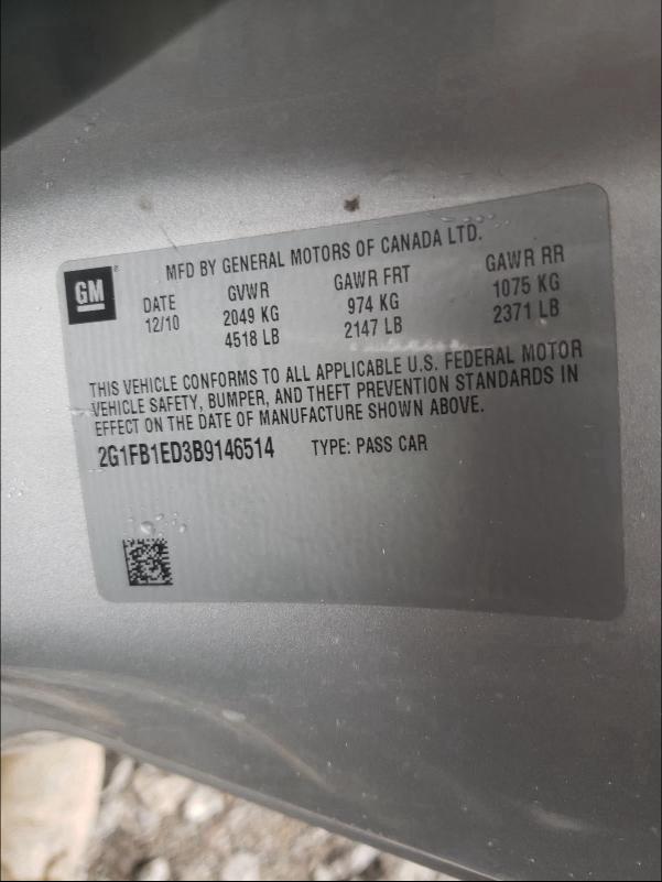 2011 CHEVROLET CAMARO LT 2G1FB1ED3B9146514