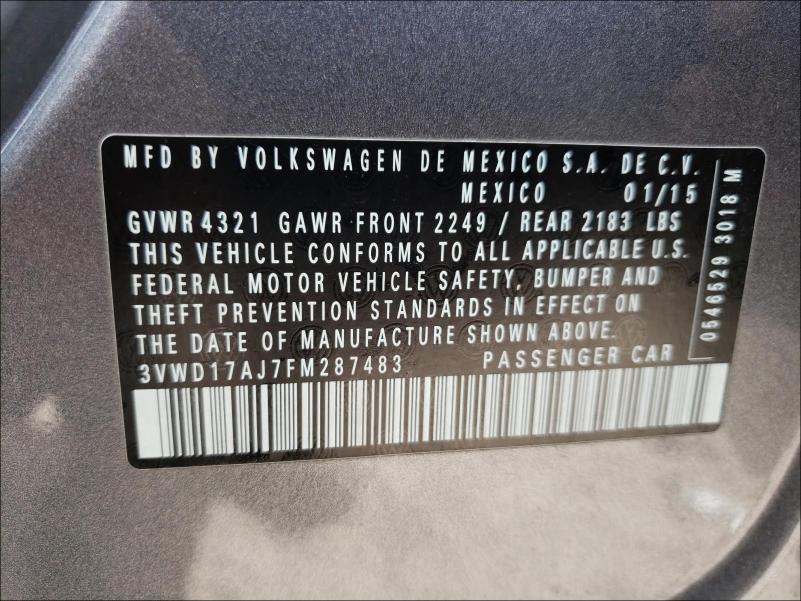 2014 VOLKSWAGEN JETTA 3VWD17AJ7FM287483