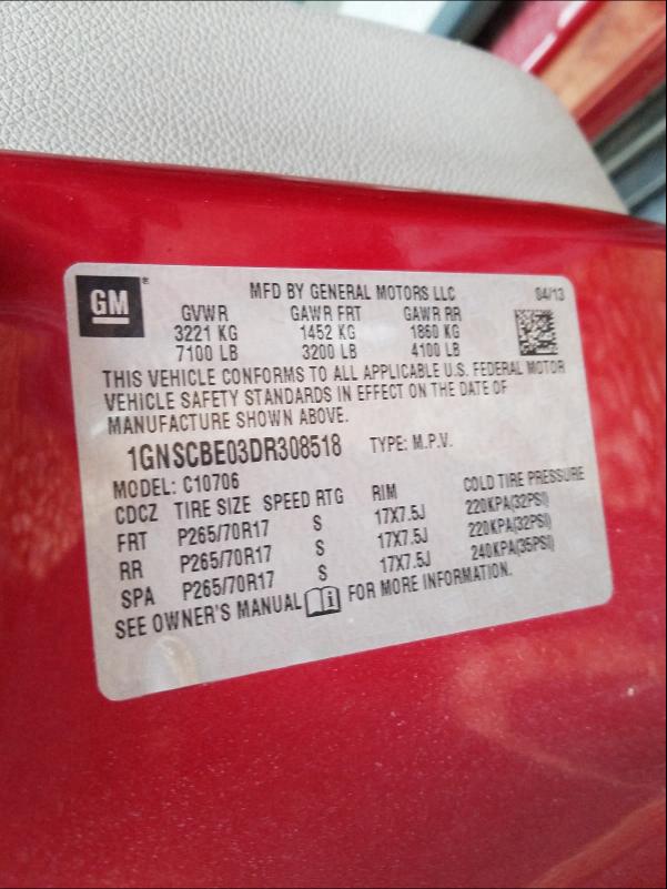 2013 CHEVROLET TAHOE C150 1GNSCBE03DR308518
