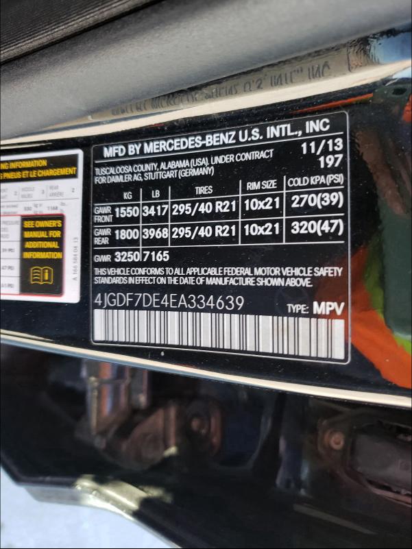 2014 MERCEDES-BENZ GL 550 4MA 4JGDF7DE4EA334639