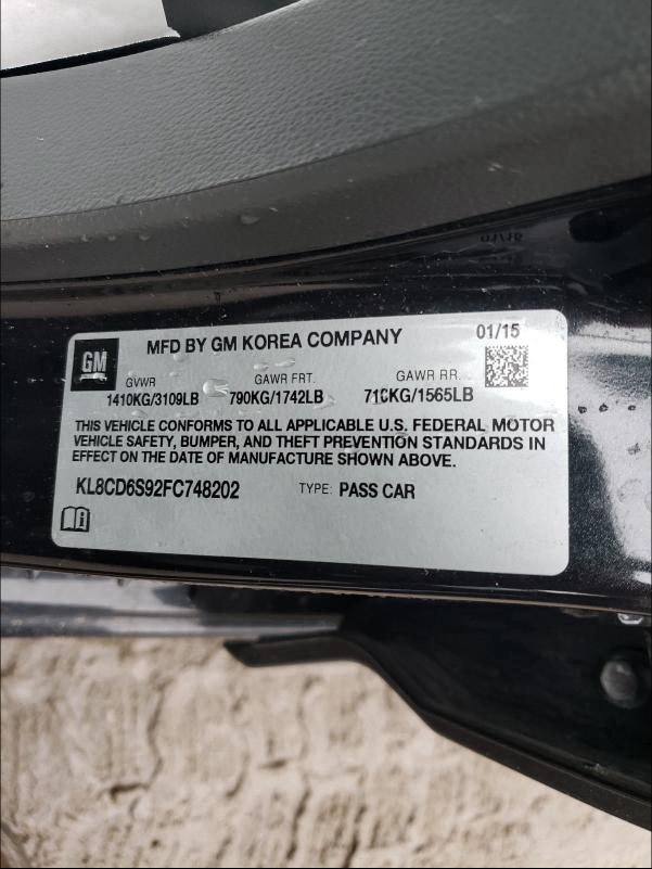 2015 CHEVROLET SPARK 1LT KL8CD6S92FC748202