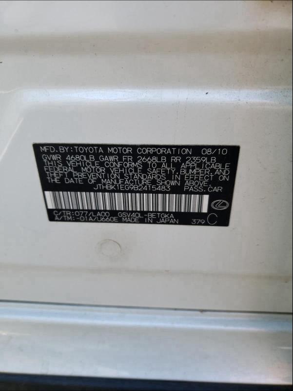 2011 LEXUS ES 350 JTHBK1EG9B2415483