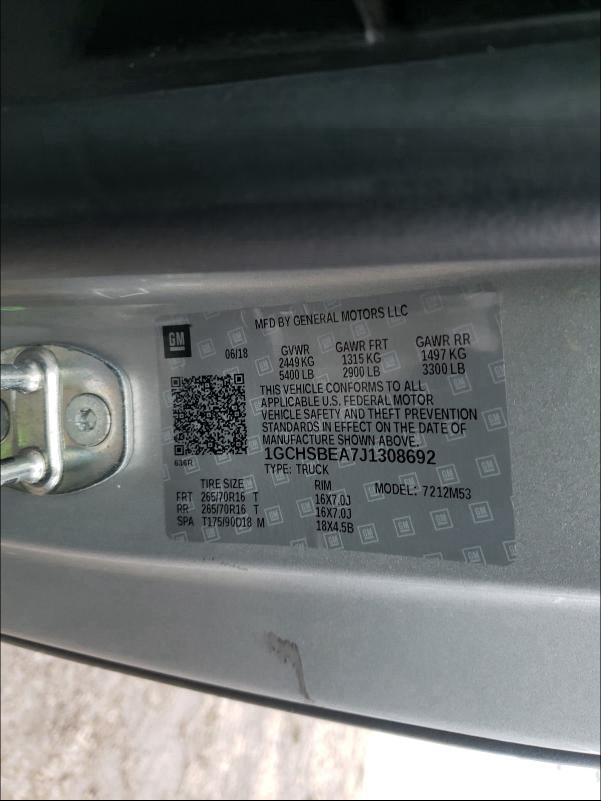 1GCHSBEA7J1308692 2018 Chevrolet Colorado 2.5L