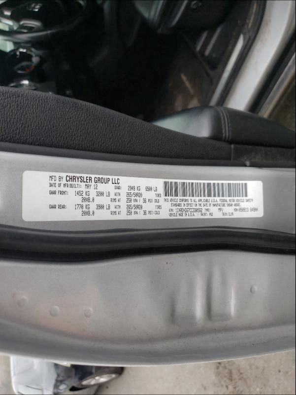 2012 DODGE DURANGO CR 1C4RDHDG7CC330562