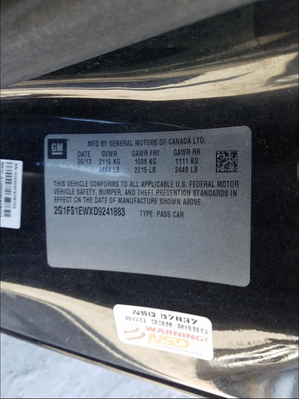 2013 CHEVROLET CAMARO SS 2G1FS1EWXD9241883