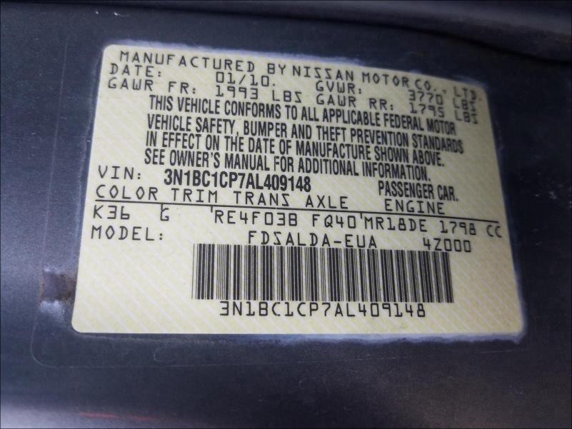 2010 NISSAN VERSA 3N1BC1CP7AL409148