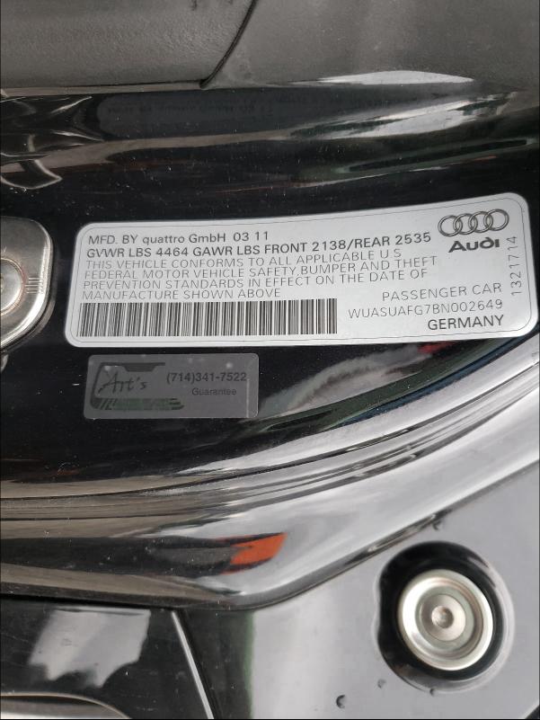 2011 AUDI R8 4.2 QUA WUASUAFG7BN002649