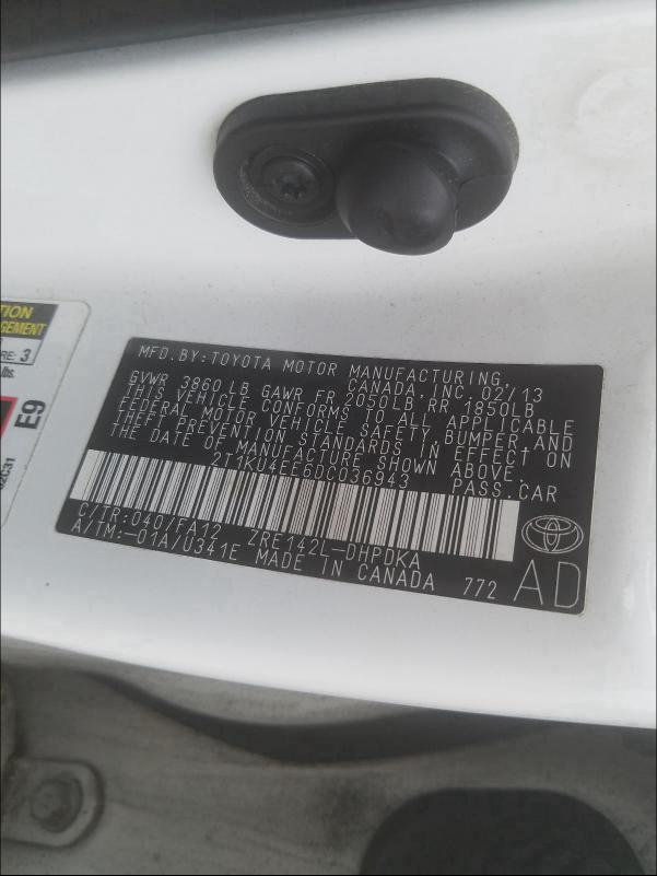 2013 TOYOTA COROLLA MA 2T1KU4EE6DC036943