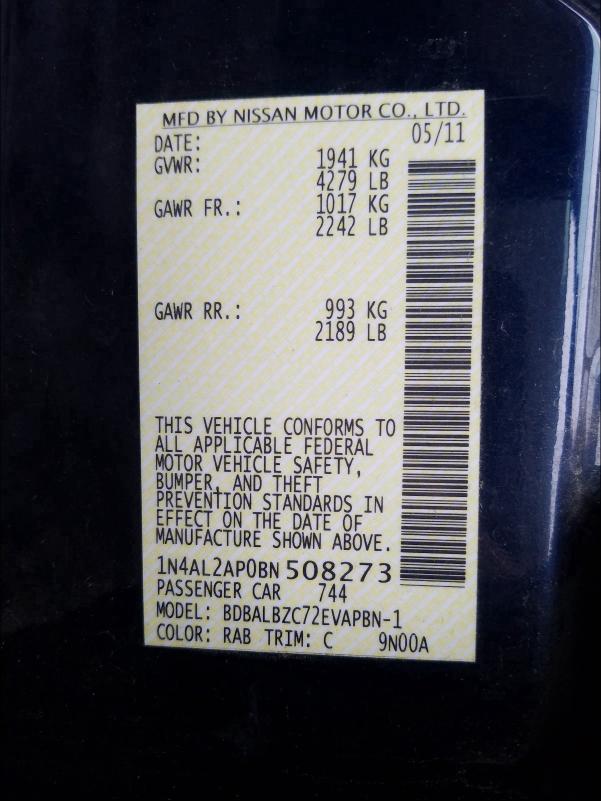 2011 NISSAN ALTIMA BAS 1N4AL2AP0BN508273