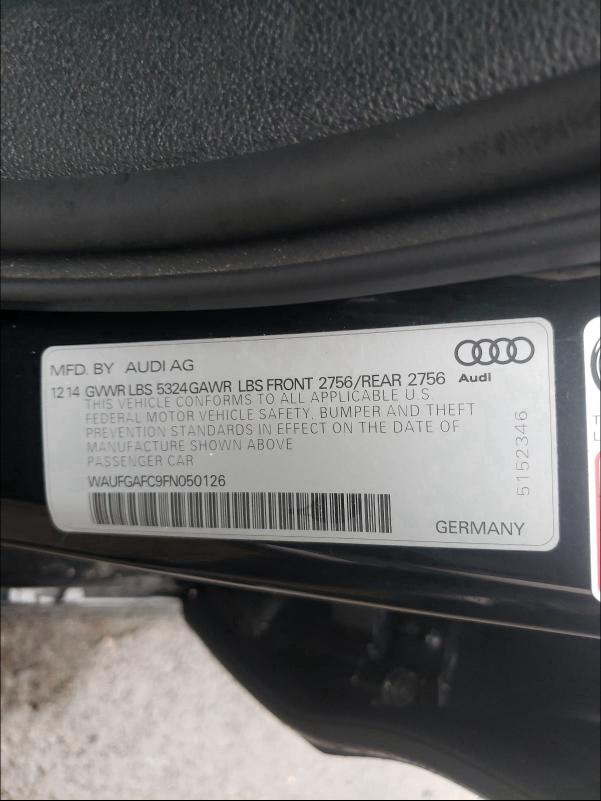 2015 AUDI A6 PREMIUM WAUFGAFC9FN050126