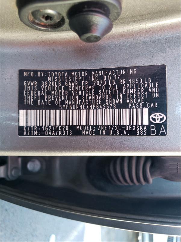 2017 TOYOTA COROLLA L - 5YFBURHEXHP642678