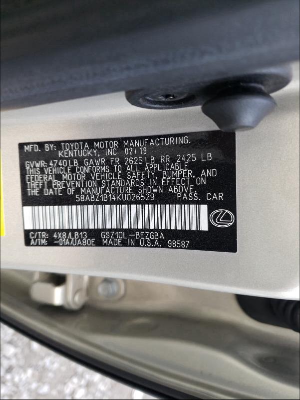2019 LEXUS ES 350 58ABZ1B14KU026529