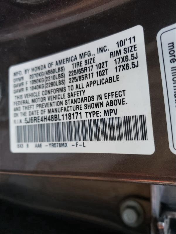 2011 HONDA CR-V SE 5J6RE4H48BL118171