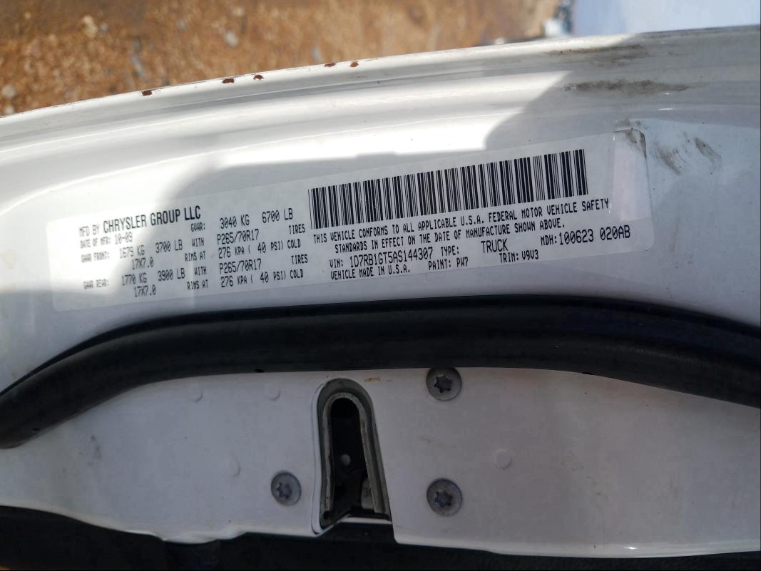 2010 DODGE RAM 1500 1D7RB1GT5AS144307