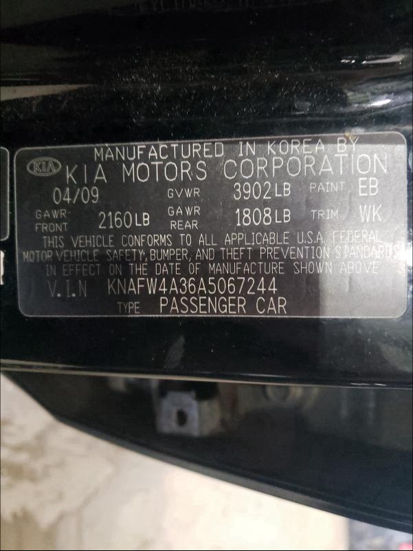 2010 KIA FORTE SX KNAFW4A36A5067244