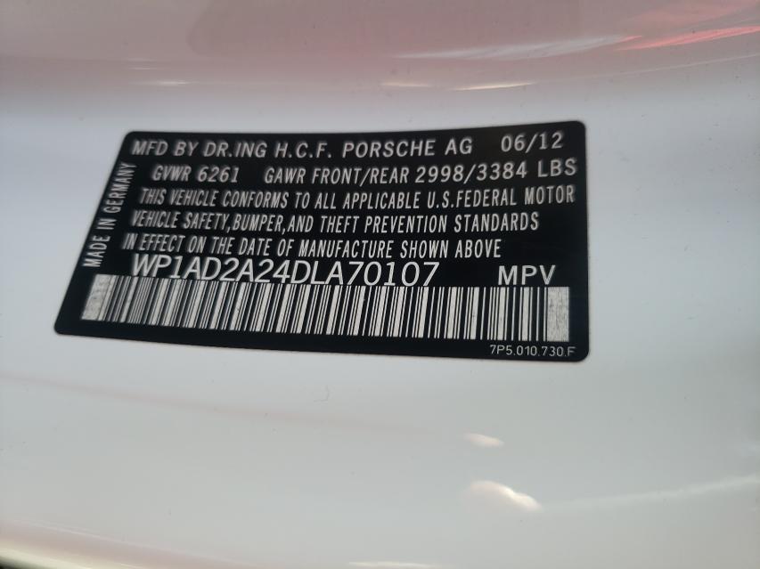 2013 PORSCHE CAYENNE GT WP1AD2A24DLA70107