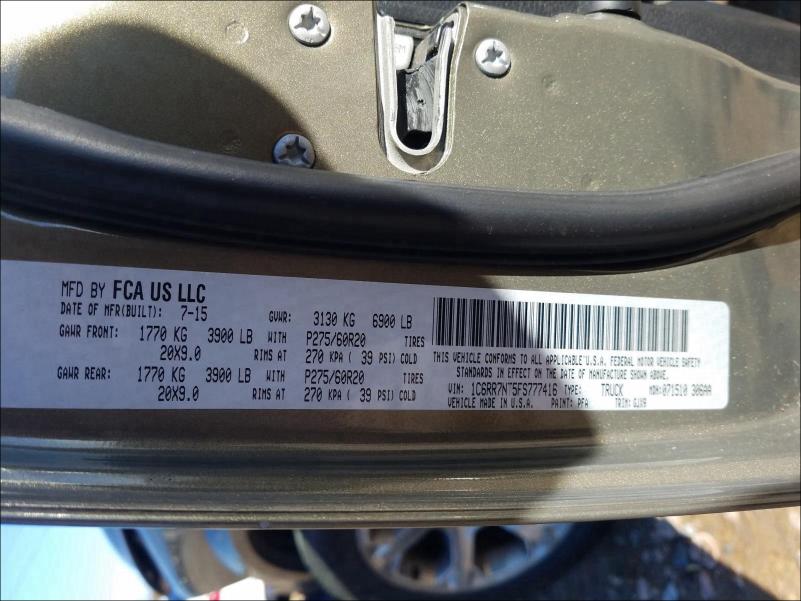 2015 RAM 1500 LARAM 1C6RR7NT5FS777416