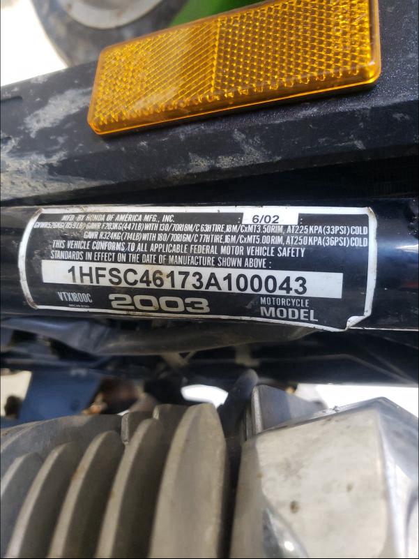 2003 HONDA VTX1800 C 1HFSC46173A100043
