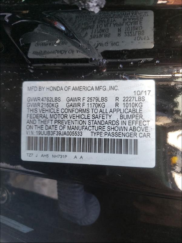 2018 ACURA TLX 19UUB3F39JA005533