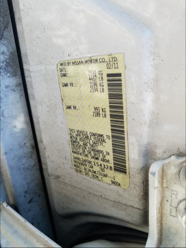 2011 NISSAN ALTIMA SR 1N4BL2AP3BC154328