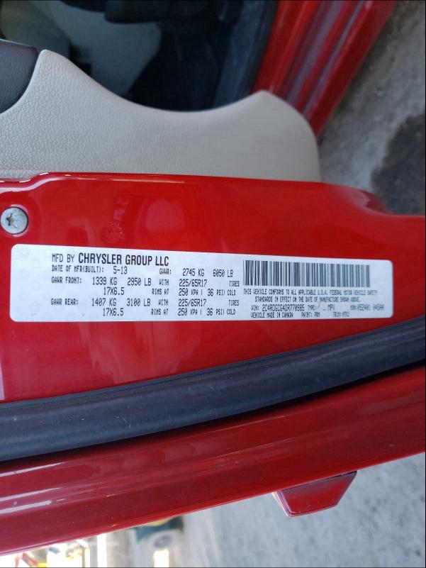 2013 DODGE GRAND CARA 2C4RDGCG4DR770985