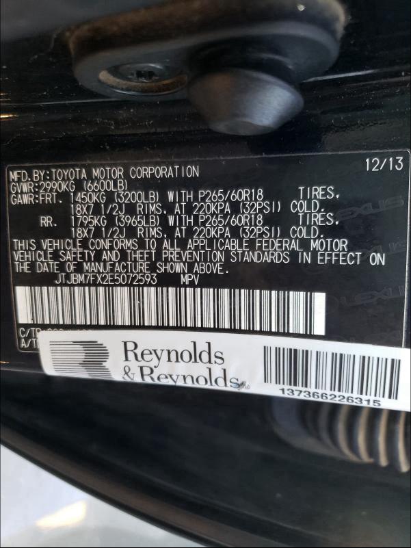 2014 LEXUS GX 460 JTJBM7FX2E5072593