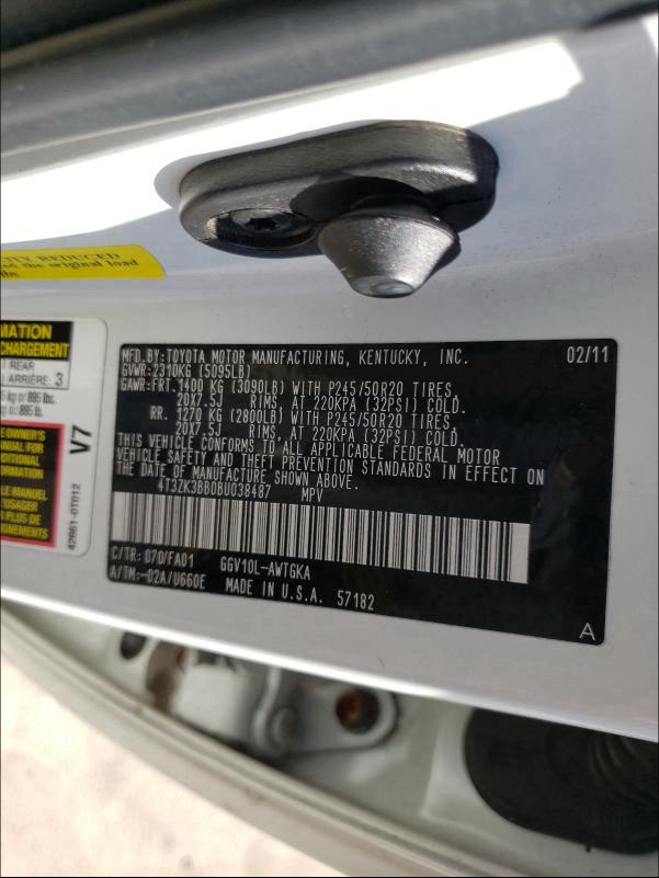 2011 TOYOTA VENZA 4T3ZK3BB0BU038487