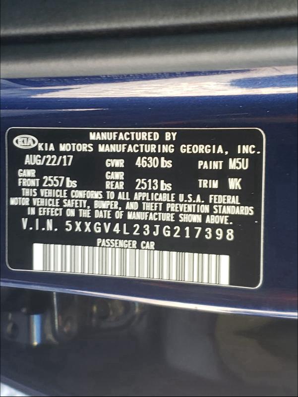2018 KIA OPTIMA SXL 5XXGV4L23JG217398