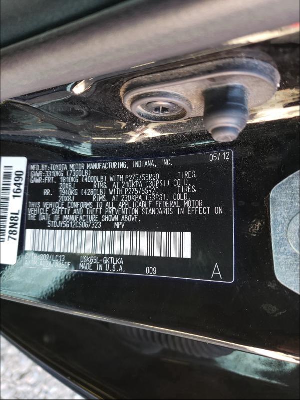 2012 TOYOTA SEQUOIA LI 5TDJY5G12CS067323