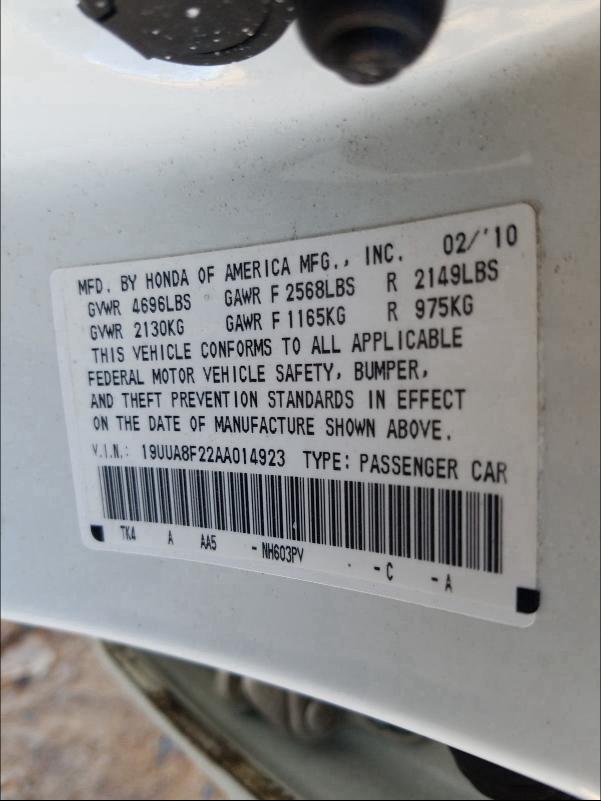 2010 ACURA TL 19UUA8F22AA014923