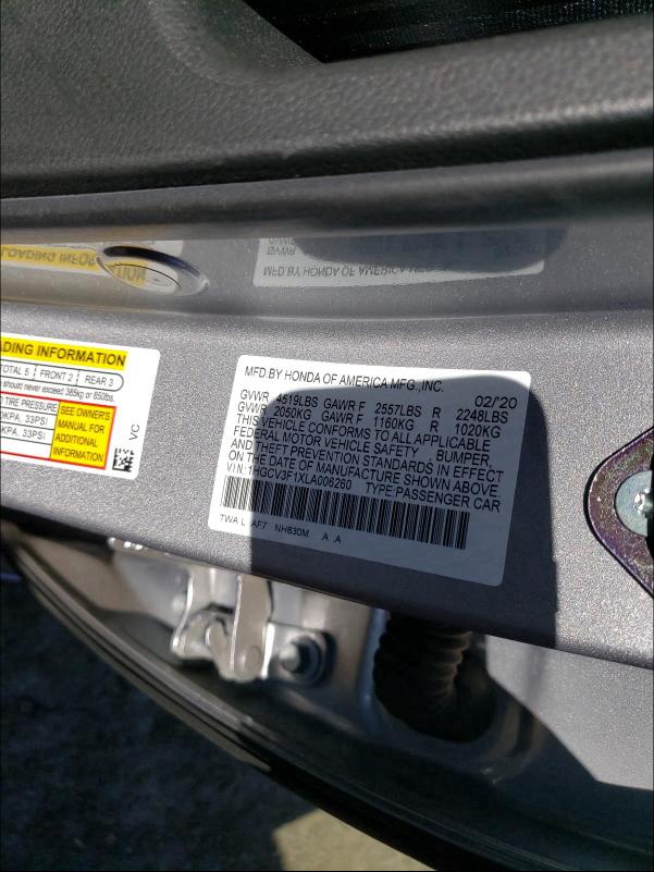 2020 HONDA ACCORD HYB 1HGCV3F1XLA006260