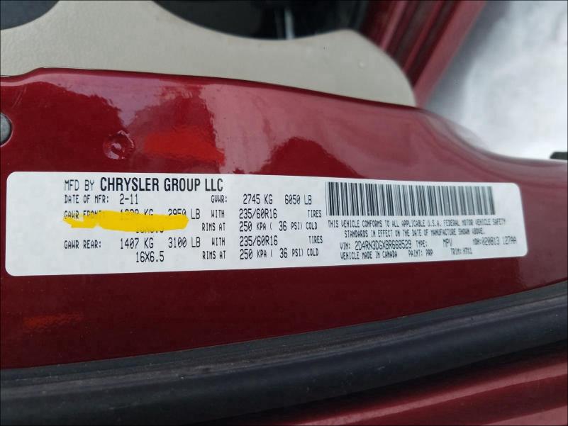 2011 DODGE GRAND CARA 2D4RN3DGXBR668529