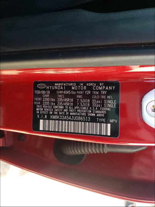 2018 HYUNDAI KONA LIMIT KM8K33A54JU086513