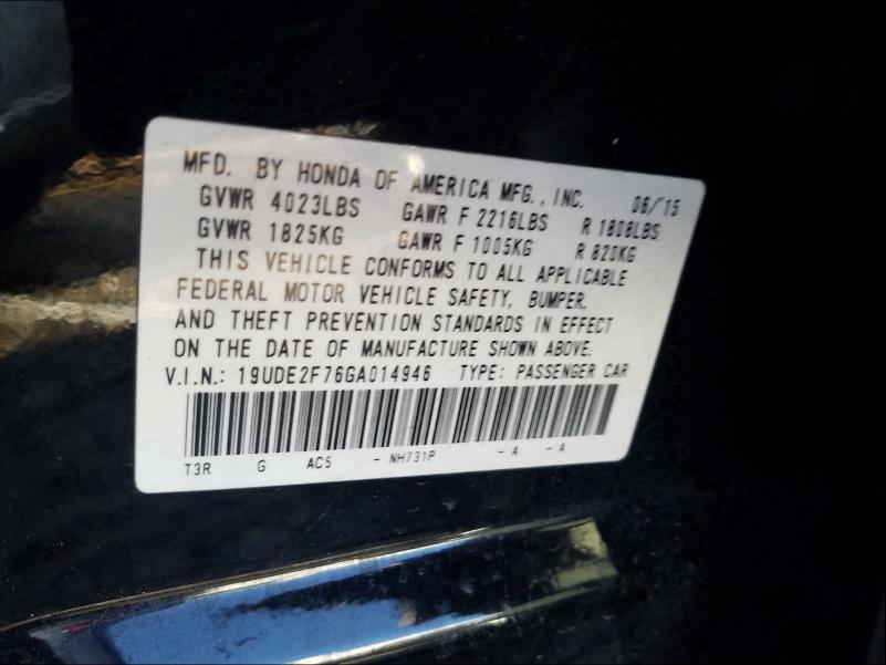 2016 ACURA ILX PREMIU 19UDE2F76GA014946