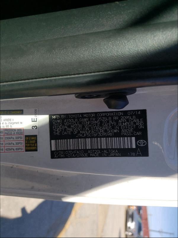 2015 TOYOTA SCION TC JTKJF5C76F3095981