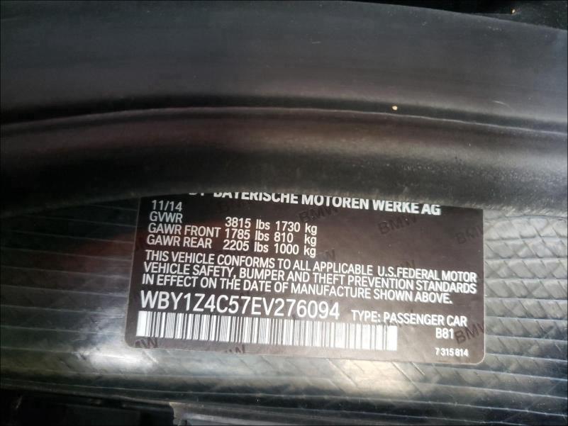 2014 BMW I3 REX WBY1Z4C57EV276094