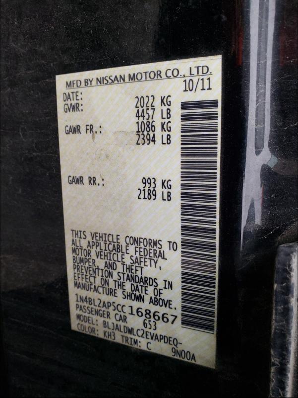 1N4BL2AP5CC168667 2012 Nissan Altima Sr 3.5L