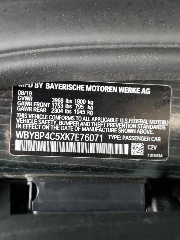 2019 BMW I3 REX WBY8P4C5XK7E76071