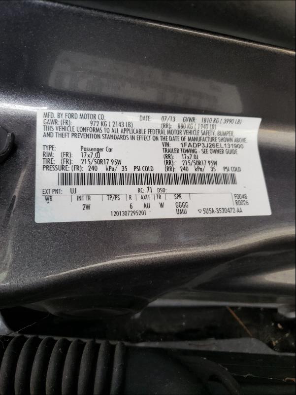 2014 FORD FOCUS 1FADP3J26EL131900