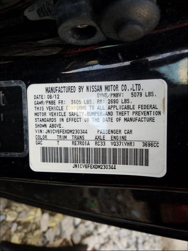 2013 INFINITI G37 SPORT JN1CV6FEXDM230344