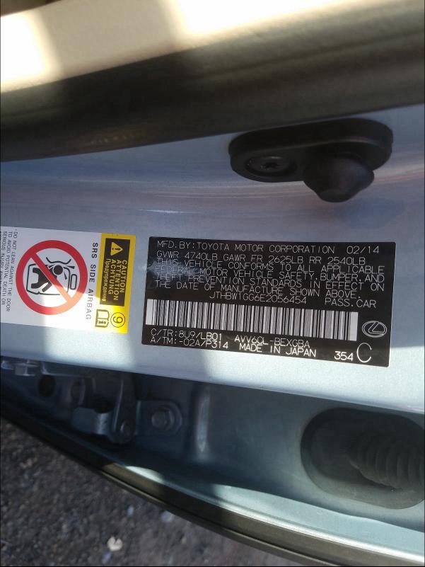 2014 LEXUS ES 300H JTHBW1GG6E2056454