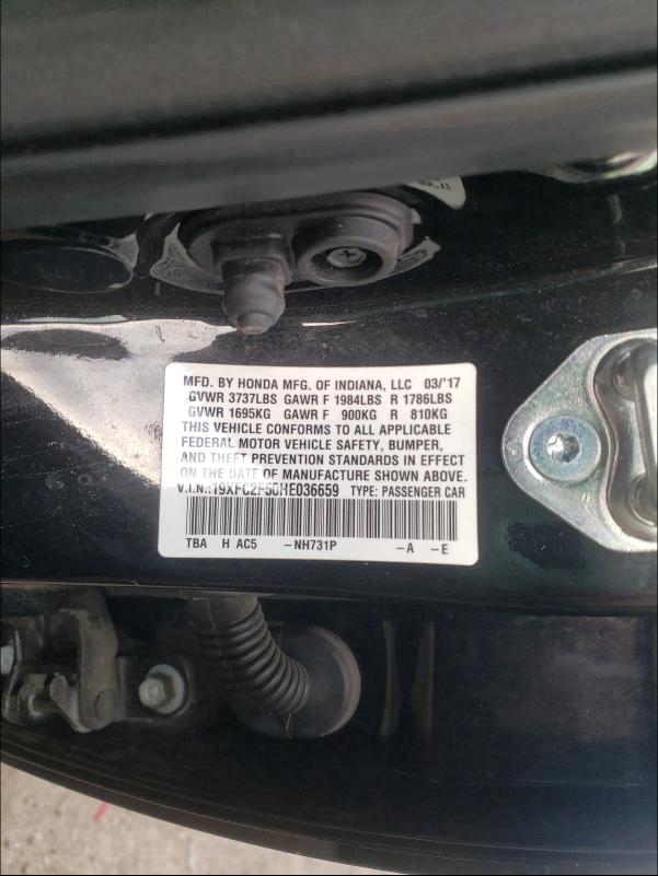 2017 HONDA CIVIC 19XFC2F50HE036659