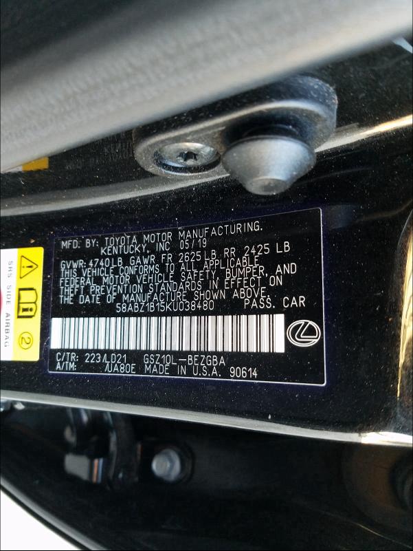 2019 LEXUS ES 350 58ABZ1B15KU038480