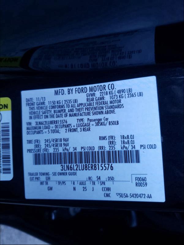 2014 LINCOLN MKZ HYBRID 3LN6L2LU8ER815576