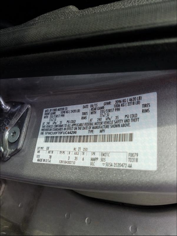 2015 FORD ESCAPE 1FMCU0F70FUC44296